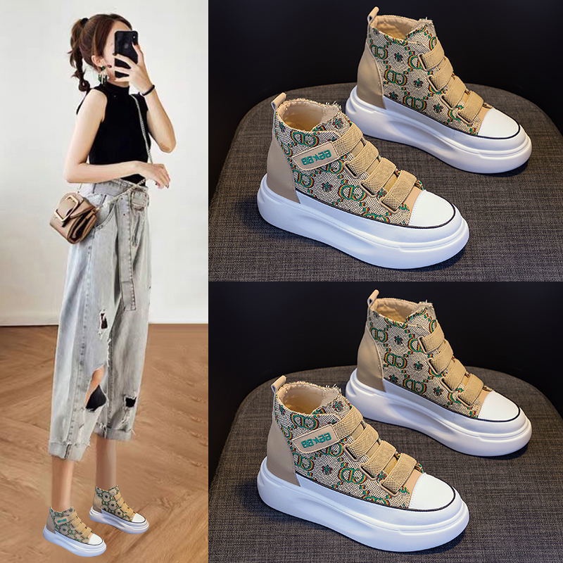 Giày Thể Thao Vải Canvas Cổ Cao Đế Dày Thoáng Khí Thời Trang Mùa Hè Cho Nữ
