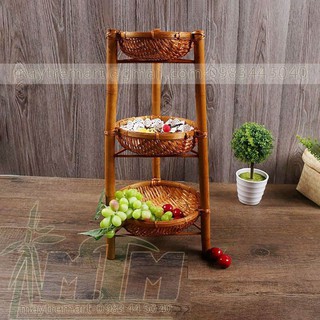 Giá kệ tre kèm rổ 3 tầng