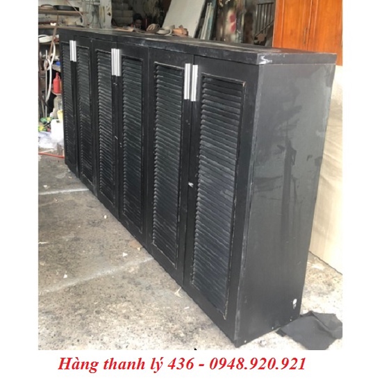 Thanh lý tủ dép gỗ 2m4 6 cánh màu đen cũ giá rẻ