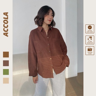 Áo sơ mi nữ freesize chất liệu nhung tăm by Accola Made 3007