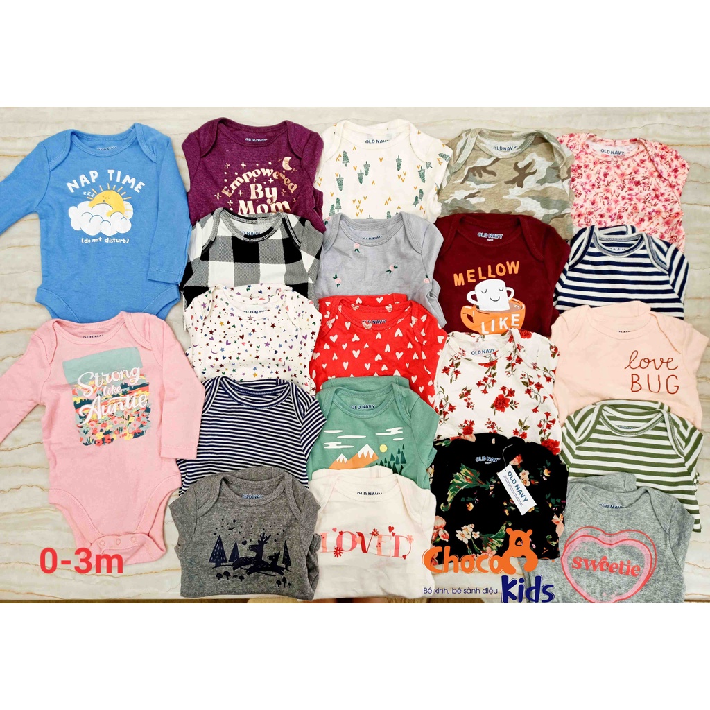 Set 2 Body Chip cho bé trai bé gái dài tay bộ áo liền thân HÀNG ĐẸP CHUẨN