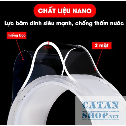 1 cuộn băng keo 2 mặt trong suốt chất liệu silicon Nano siêu dính dài 3 mét Keo dán nano 2 mặt GD337-KeoNano