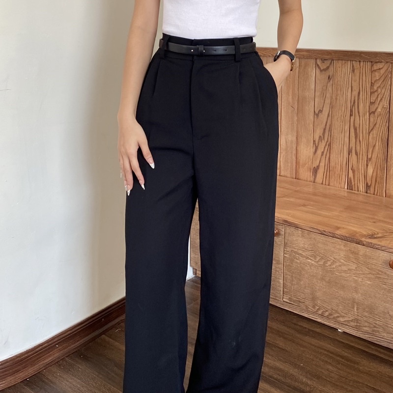 QUẦN SUÔNG NỮ - HEEBYOHI - Cạp Cao Dáng Hàn Quốc Có Chun Phía Sau