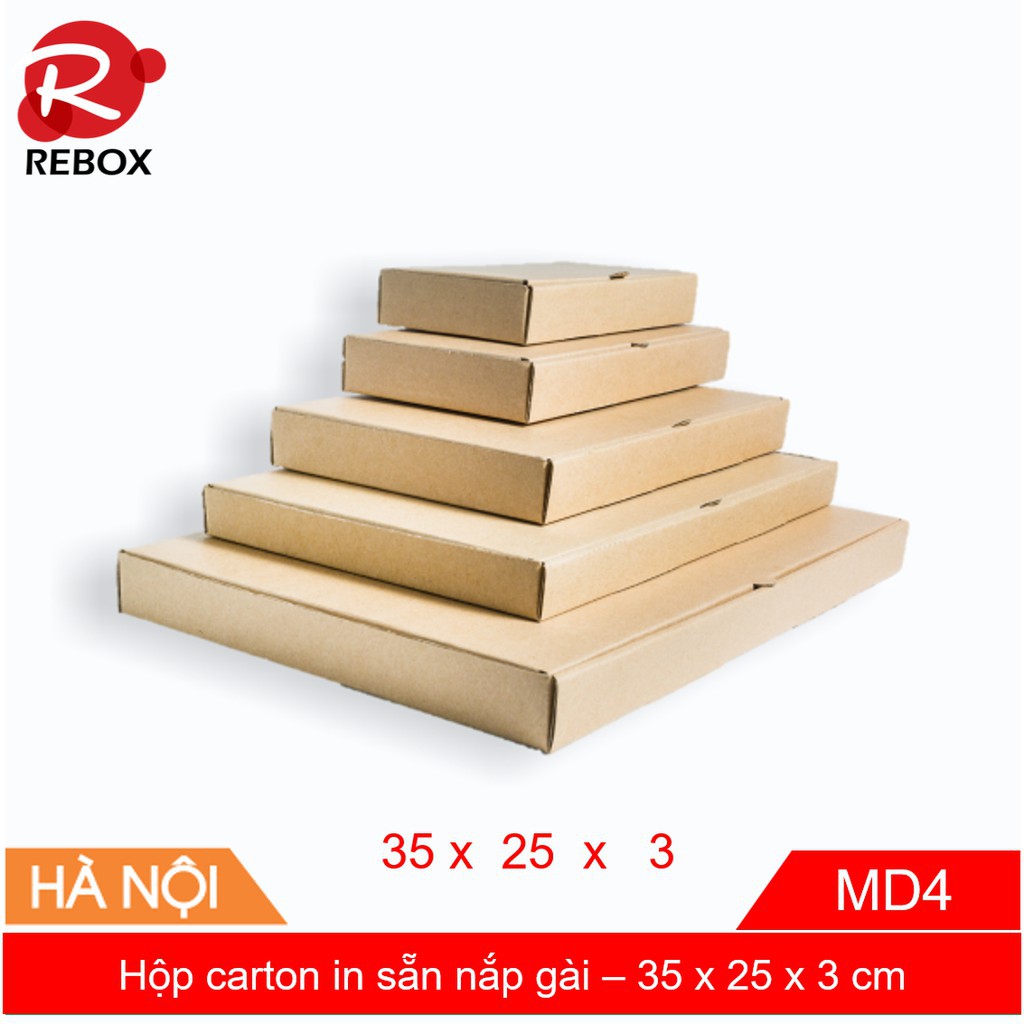 Hộp Carton 35x25x3 - 25 hộp gói hàng quần áo nắp cài siêu dày giá xưởng