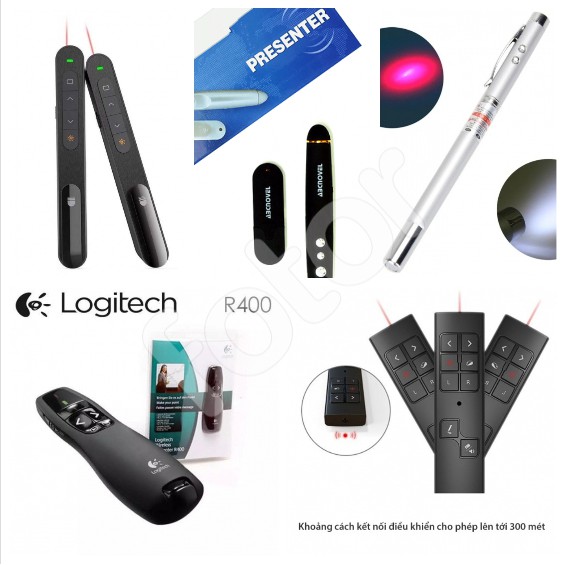 [FREESHIP-150K] BÚT TRÌNH CHIẾU LASER LOGITECH R400, PP-930, A-101, 301, 4IN1