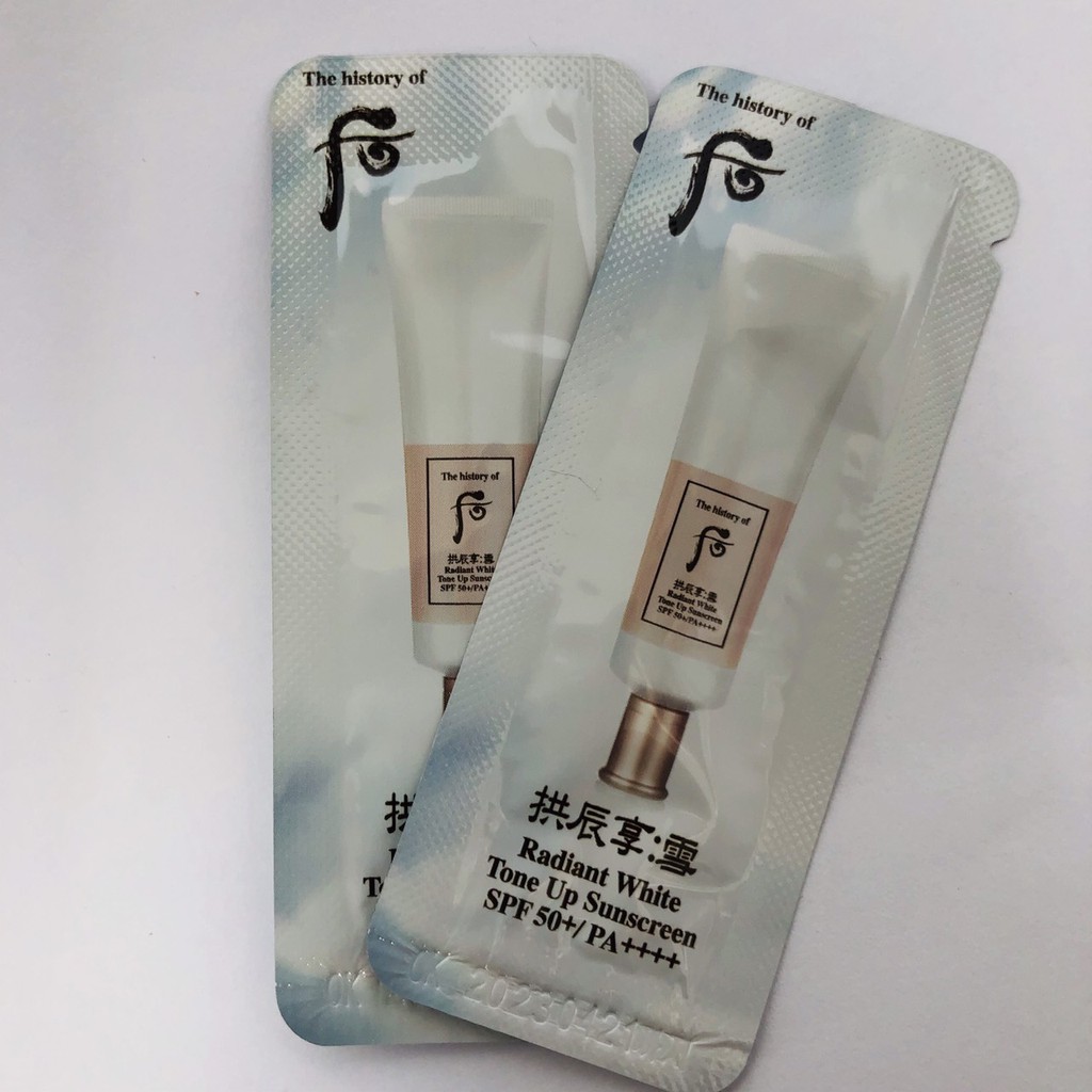 [Hot] Gói kem chống nắng dưỡng trắng nâng tone tức thì WHOO RADIANT WHITE TONE UP SUNSCREEN SPF50+/ PA++++