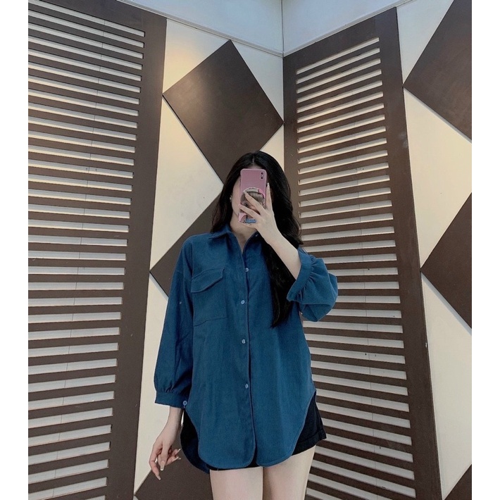 Áo Sơ Mi Nhung Tăm Mịn Rymola Form Rộng Tay Dài Unisex Nam Nữ Phong Cách Hàn Quốc Ulzzang  Dáng Rộng Bigsize
