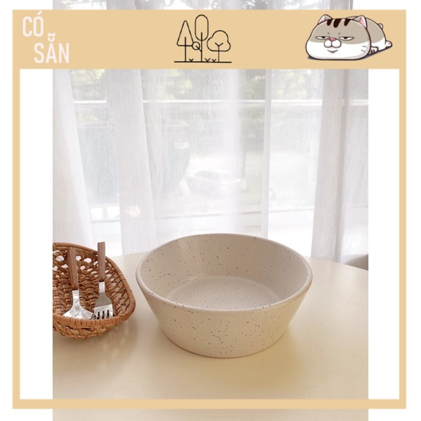 Bát/Tô gốm sứ màu trơn vẩy mực phong cách tối giản – B.Decor