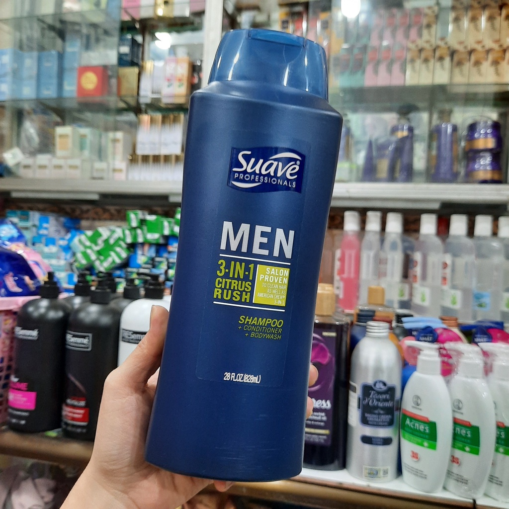 Sữa tắm nam và gội xả Suave Men 3in1 828ml USA