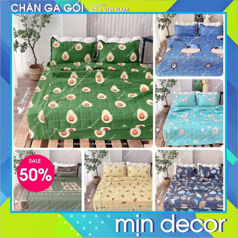 Chăn Ga Gối Nệm Cotton 3D 😻 FREESHIP ❣️ MÃ GIẢM GIÁ 5K [DRAP GIUONG]-Bộ Chăn Hè Trần Bông Chất Liệu Poly Cotton Mềm Mịn