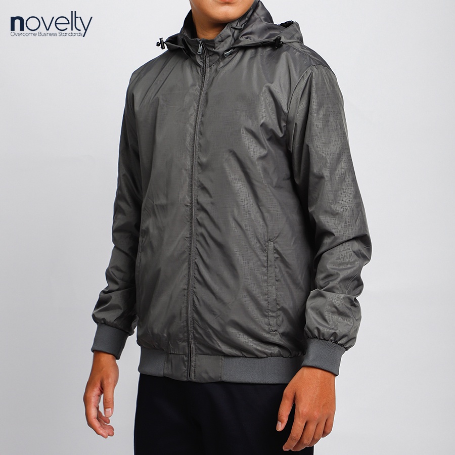 Áo jacket nam in chìm nón rời Novelty trượt nước xám đậm 2203182