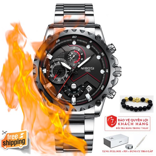 (TẶNG VÒNG TAY) Đồng hồ nam NIBOSI 2322 chính hãng, dây kim loại không gỉ, thép đúc đặc | BigBuy360 - bigbuy360.vn