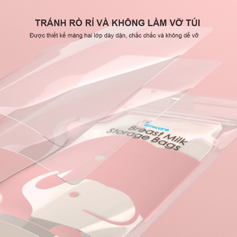 Túi trữ sữa MamiCare 250ml, Kichilachi  (TẶNG 1 Bút dạ ghi thông tin) chất liệu an toàn, vòi rót tiện dụng - Soleil Home