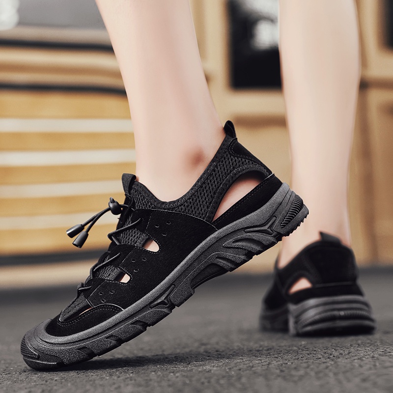 Giày Sandal Phối Lỗ Thoáng Khí Chống Trượt Chống Thấm Nước Thời Trang Mùa Hè Cho Nam