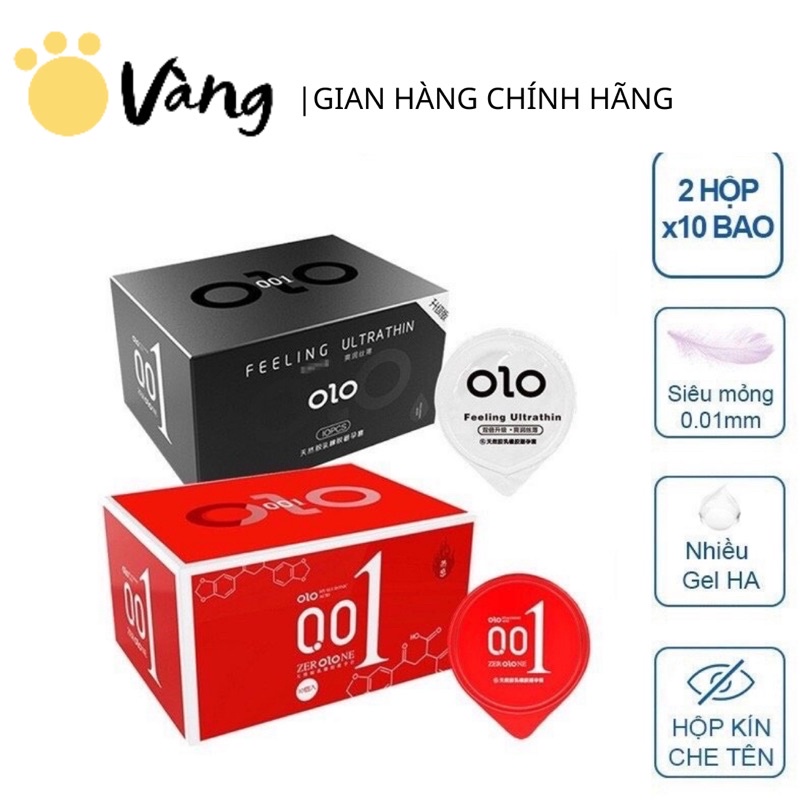 Combo 2 Hộp Bao Cao Su Siêu Mỏng Kéo Dài Thời Gian OLO 0.01mm Tăng Cường Gel Giảm Khô Rát