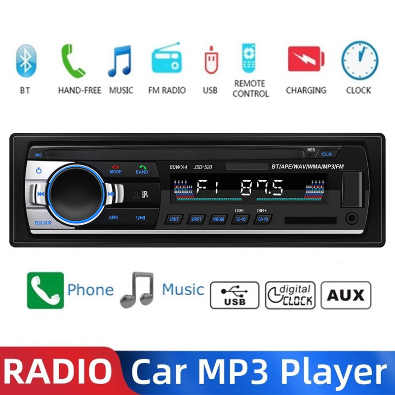 New Stock 1 Din MP3 Player Bluetooth Autoradio Stereo Radio AUX Input Receiver