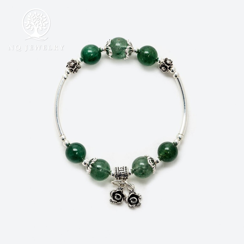 Vòng tay phối charm hoa bạc treo - NQ Jewelry
