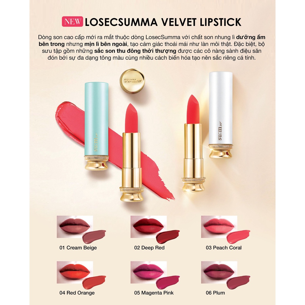 [Bản mini] Son lì sum37 màu đỏ (02 deep red) Su:m37 Losec Summa Elixir Golden Lipstick