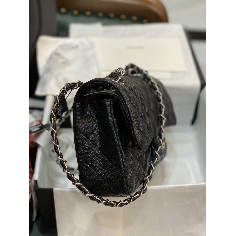 Túi đeo chéo Chan Class SP da caviar, tag bạc Full box size 25/Túi Chan Class SP da caviar Full box, tag bạc size 25