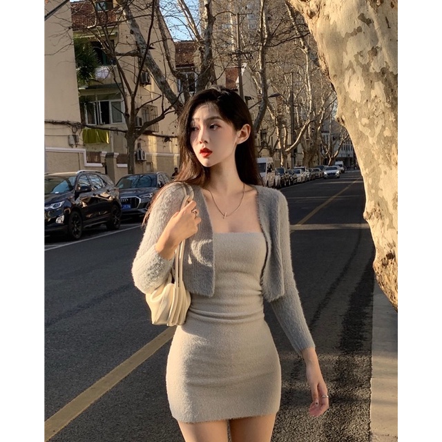 Váy Ôm Body Sexy / Áo Khoác Phối Kèm
