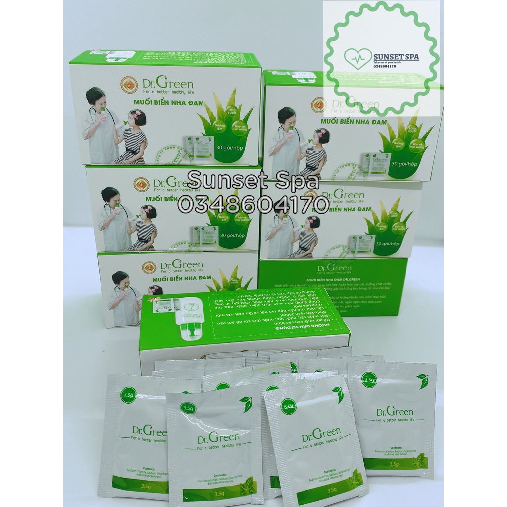 Muối Biển Nha Đam Dr.Green  Rửa mũi cho bé và người lớn - Hiệu quả với viêm mũi dị ứng, viêm mũi xoang