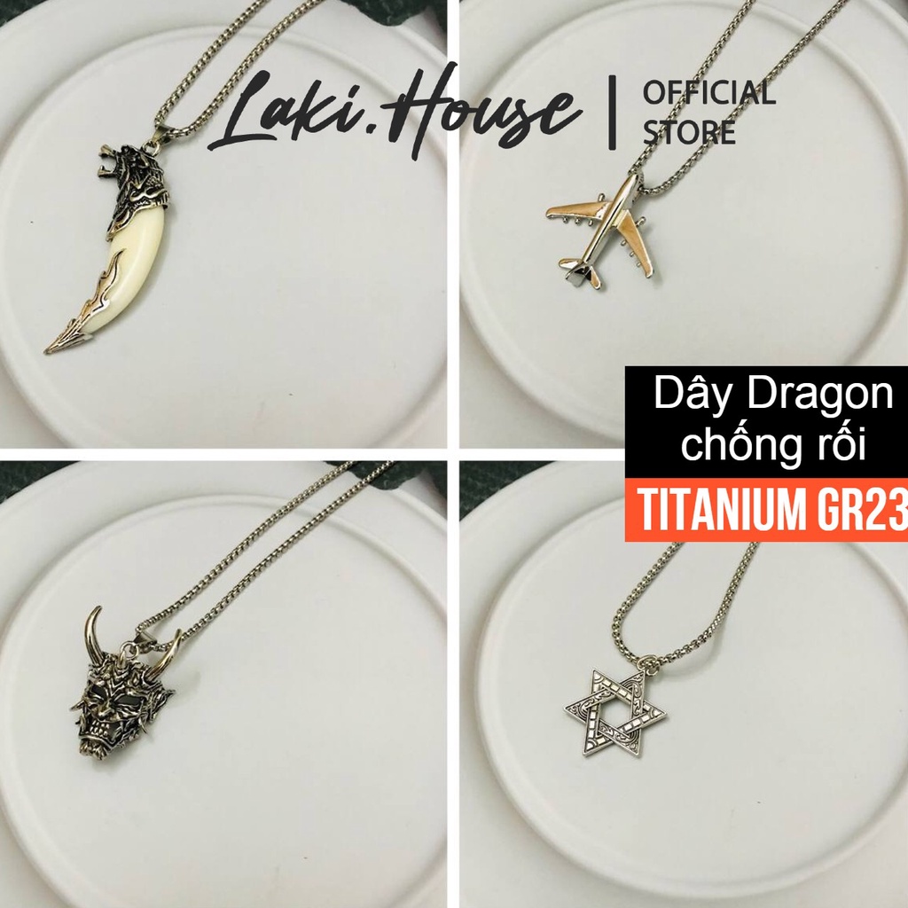 Dây chuyền Titanitum Gr23 độc lạ phong cách Punk phụ kiện cá tính LAKI HOUSE sao 6 cánh máy bay thẻ bài