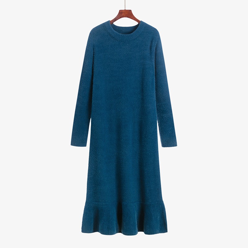 Đầm Đuôi Cá Dáng Xòe Vải Cashmere Dày Cỡ Lớn Thời Trang Mùa Đông Cho Nữ 2705
