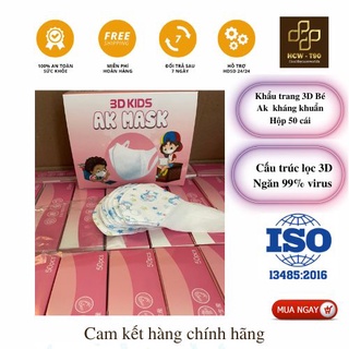 [ Hộp 50 Cái] Khẩu Trang 3D Mask Trẻ Em  kháng khuẩn