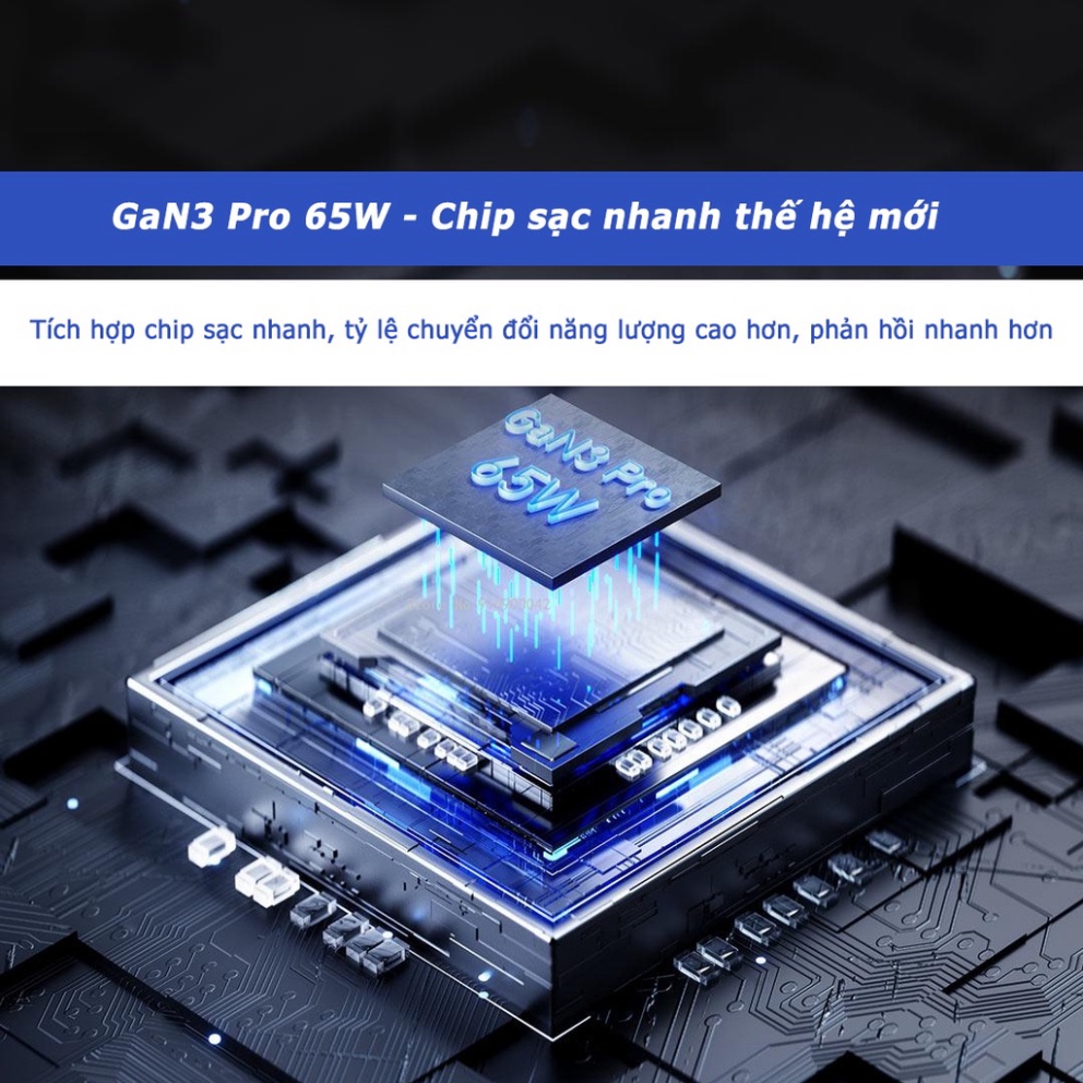 Bộ sạc nhanh Baseus GaN3 Pro 65W Quick Charge 4.0 3.0 PD Nhanh Chaging Cho iPhone điện thoại, máy tính - 12 tháng BH