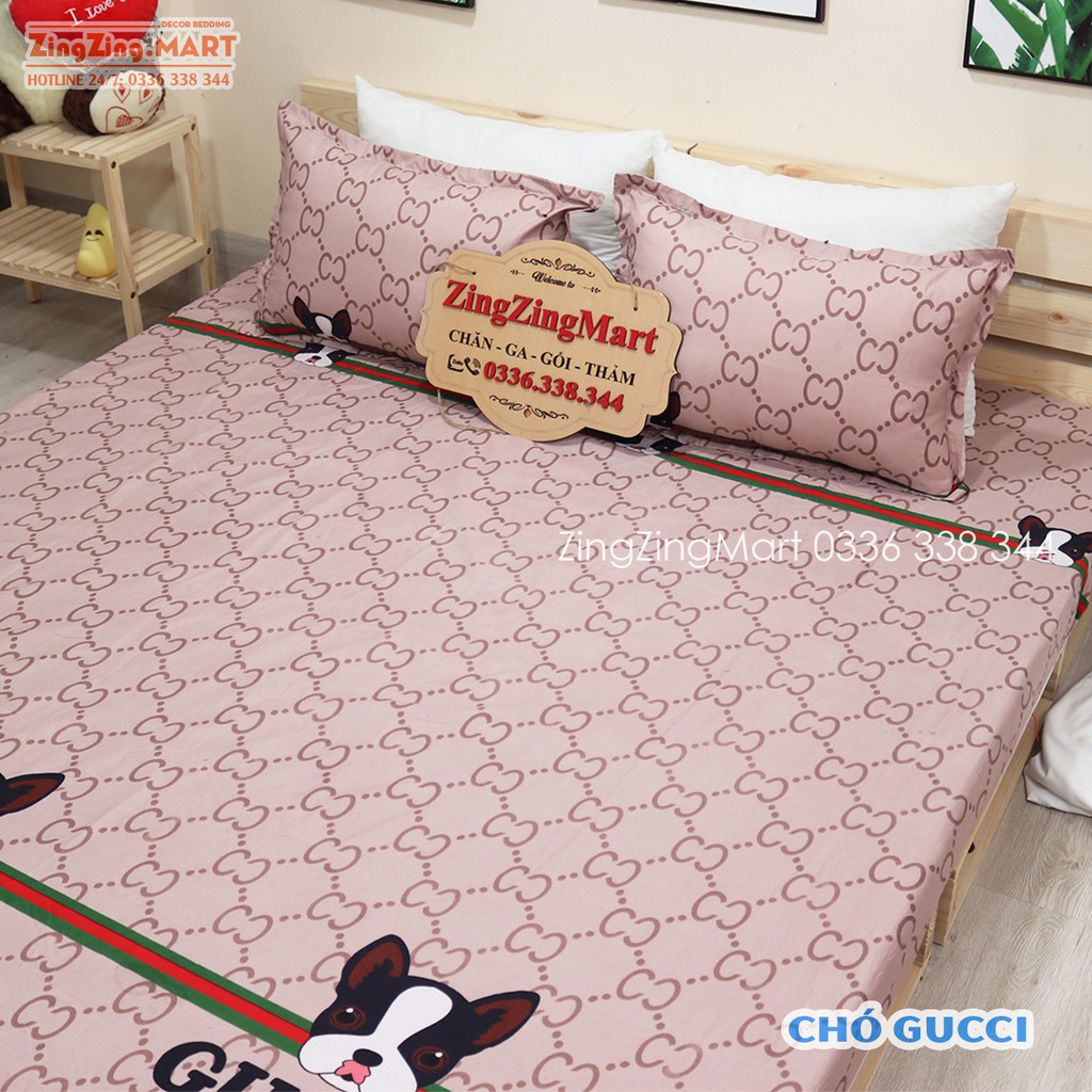 Bộ Ga Gối Poly Set 3 món | Bộ Drap giường chó Gu chì - Ga trải giường ( 1m2/m6/m8/2m2 ) - ZingZingMart | BigBuy360 - bigbuy360.vn
