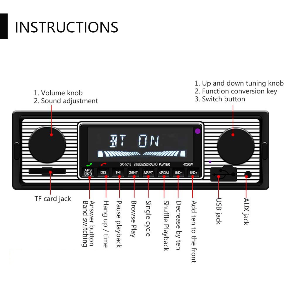 Đầu Đọc Thẻ Nhớ Usb Sd 12v 1din Cho Xe Hơi