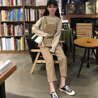 Quần yếm denim lưng cao thời trang cá tính cho nữ