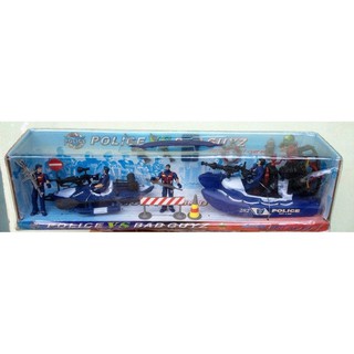 Bộ đồ chơi mô hình cảnh sát gồm ca nô cao tốc, thuyền nhỏ, Hộp 57x12x15,5cm. 268132. Hình người có khớp.