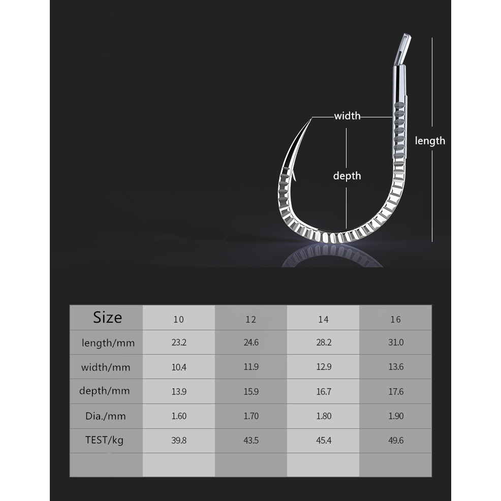Bộ 5 móc câu cá họa tiết khắc vân sừng kỳ lân siêu mạnh cỡ lớn phong cách Trung Quốc