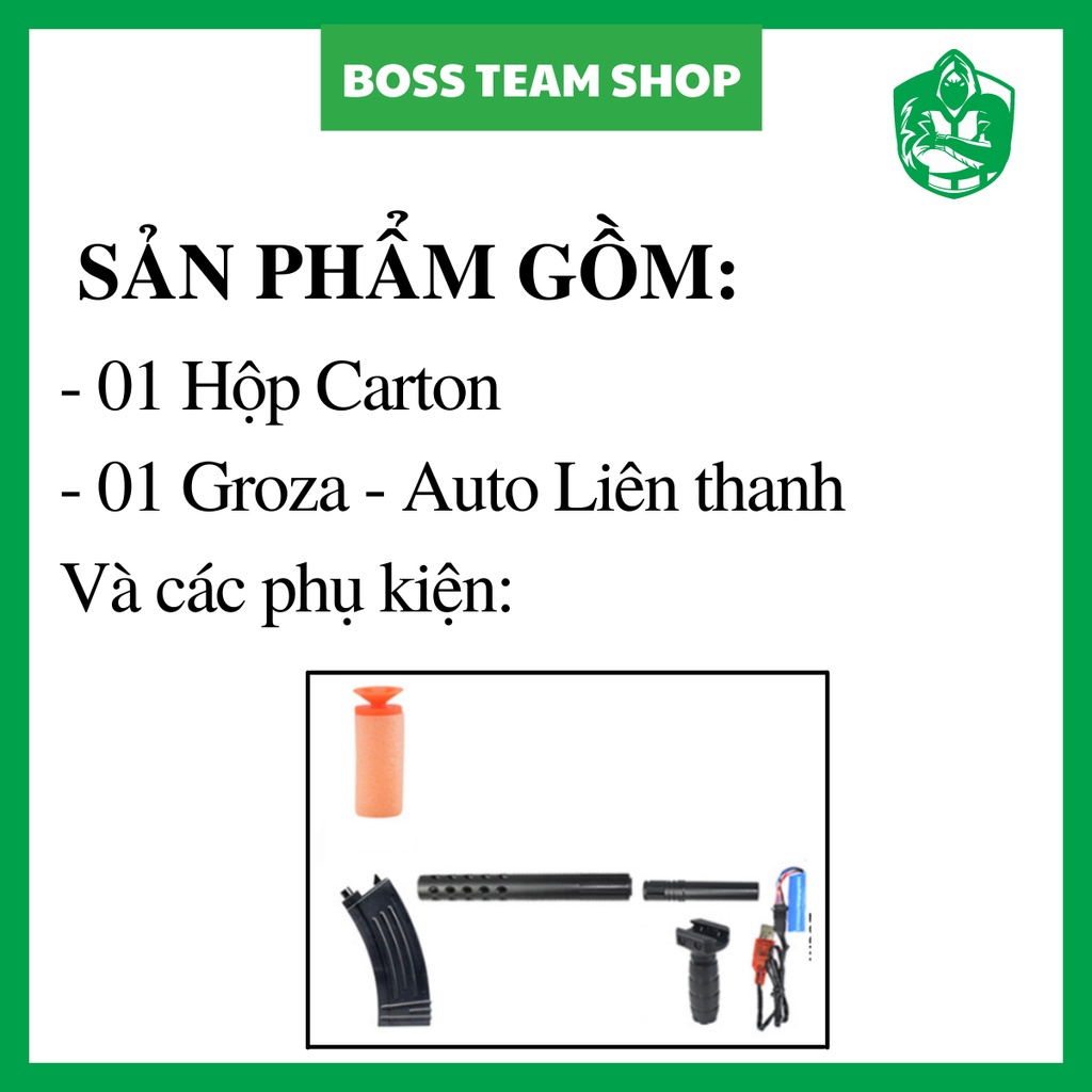 Bắn auto liên thanh đồ chơi cho bé trẻ em nerf mô hình grozaa ots bắn thạch nước xếp hình sticker phụ kiện đèn pin laze