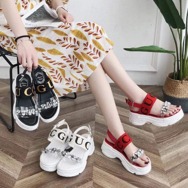 Sandal gucci đính đá QC ( kéo qua xem hình thật )