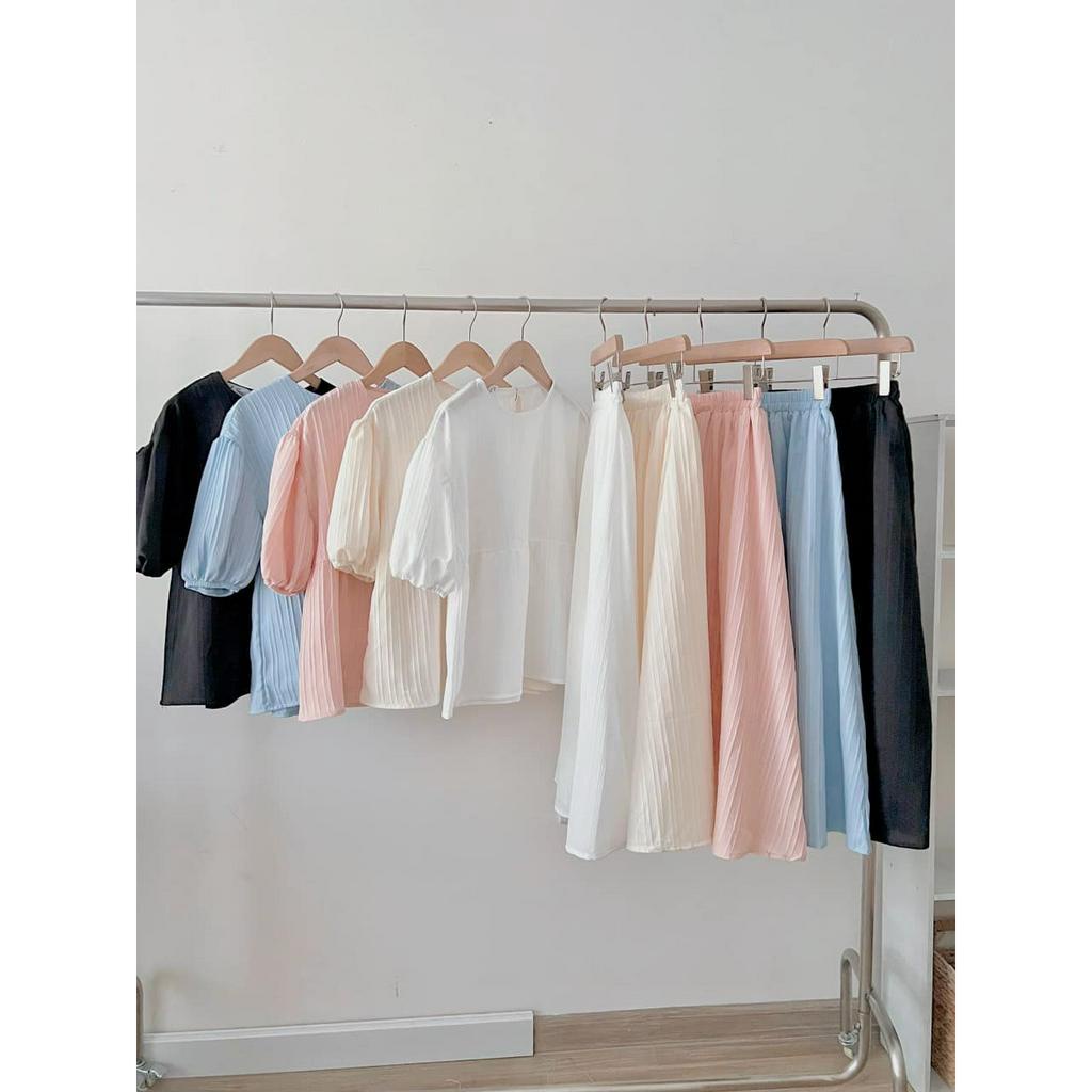 Set Chân Váy Kèm Áo Babydoll Tay Lỡ Nhiều Màu Freesize, Chân Váy Có Lớp Lót Hàng Chuẩn