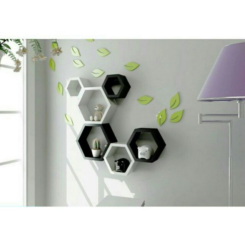 bộ 3 ô lục giác tặng kèm phụ kiện âm tường gỗ MDF lõi xanh