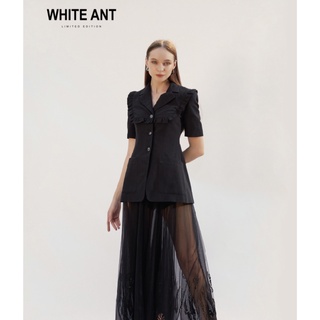 Áo Blazer Vai Chờm, Xếp Bèo Phần Ngực WHITE ANT PRAIRIE NOTCHED Chất Vải Jaguar Linen Fabric Mềm Mịn 180500063