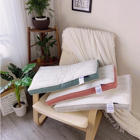 Gối Massge Vải Cotton Lụa ruột lông vũ nhân tạo, chống mỏi vai gáy - Tổng Kho Ga Gối AMA
