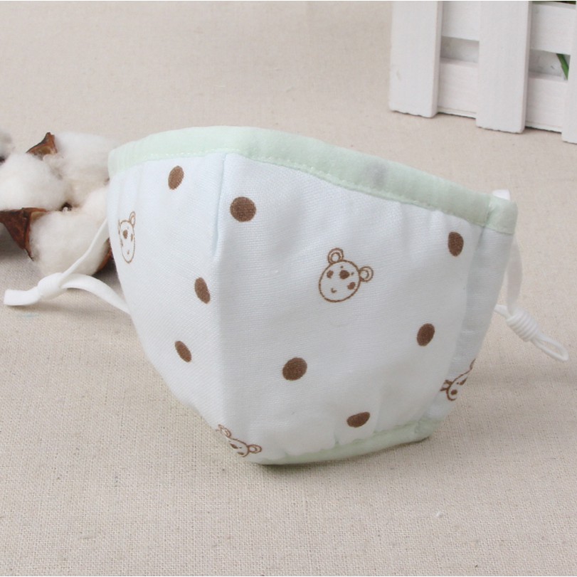 Khẩu trang vải cotton 3 lớp quai rút cho bé 0-3 tuổi