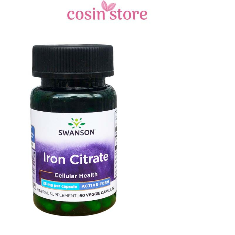 Viên uống sắt Swanson Iron Citrate Active Form 25mg hỗ trợ bổ sung sắt , bổ máu Cosin Store