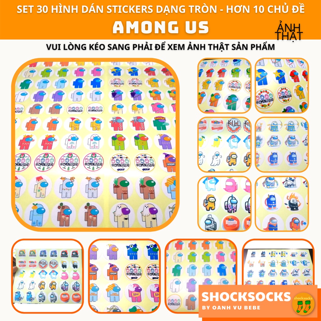 Set 30 hình dán sticker AMONG US