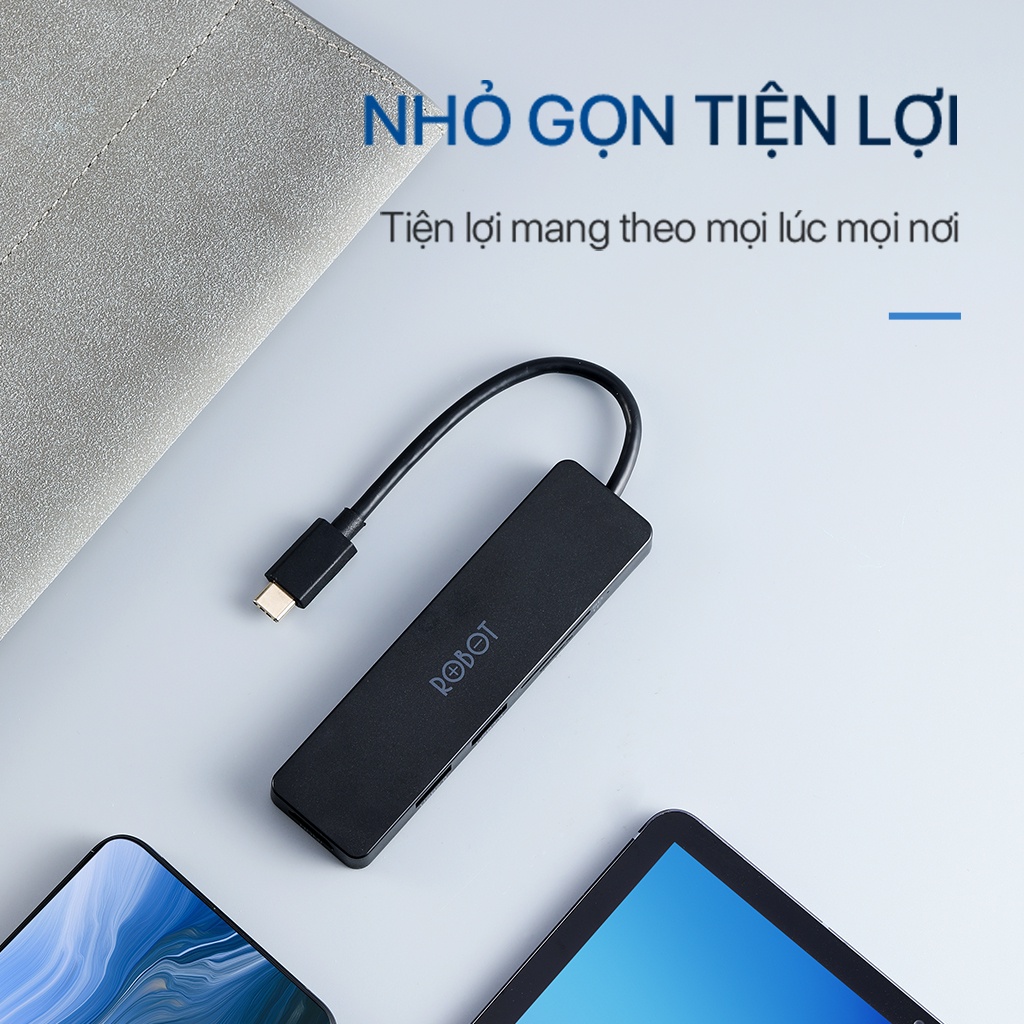 HUB USB-C Chuyển Đổi Đa Năng 5 In 1 ROBOT HT240S Type-C To USB 3.0/HDMI/PD/SD/TF