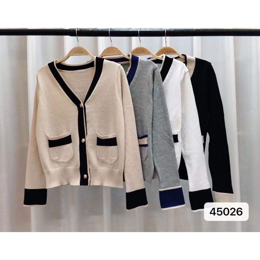 Áo khoác cardigan dệt kim cổ chữ V phong cách Pháp thời trang dành cho nữ