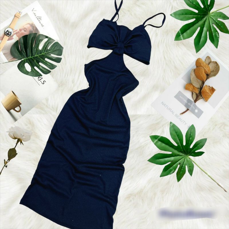 Đầm Body 2 dây dáng dài khoét eo sexy tôn dáng (Có mút ngực) | BigBuy360 - bigbuy360.vn