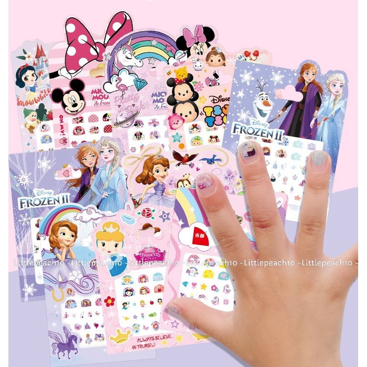 Nail Sticker Disney,Sticker dán móng tay đủ hình Frozen Princess Toy Pony Minnie Kitty cho bé