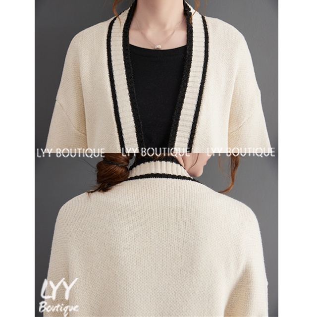 Áo cardigan len trơn viền nổi không cúc 2 túi trước 2 màu đen trắng LYY BOUTIQUE | BigBuy360 - bigbuy360.vn
