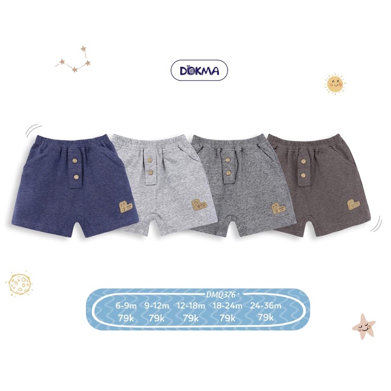 Quần đùi cotton Dokma cho bé trai 9-36M DQ710,DMQ376