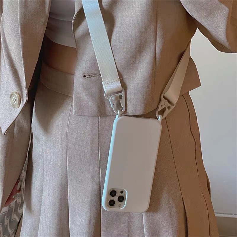 Ốp Điện Thoại Silicon Có Dây Đeo Chéo Cho iPhone 13 12 11 Pro Max XS XR X 8 7 PLUS SE